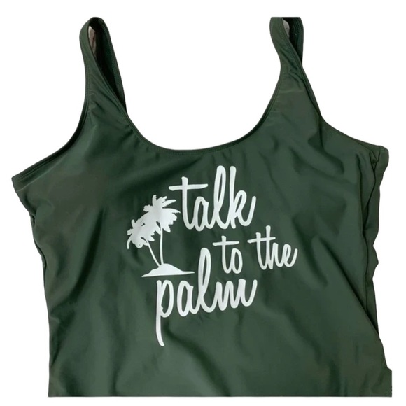 TALK TO THE PALM One Piece Green Swimsuit Bathing Suit Size XL - Picture 4 of 7